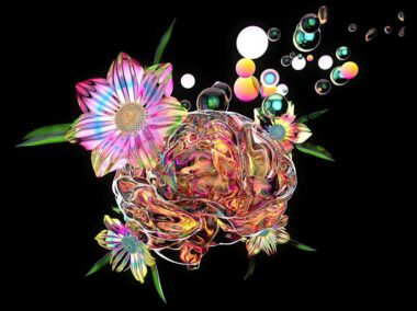 Ein digitales Gemälde einer Blume und Blasen zum Thema Gesundheitswissen